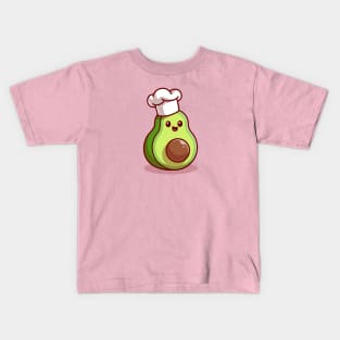 Cute Avocado Chef Cartoon Kids T-Shirt